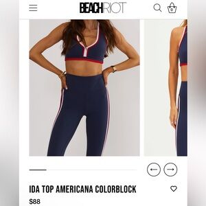 Beach Riot Navy Red & White Stripe Sports Bra